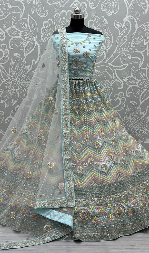 Thread embroidered combine with zari work lehenga choli